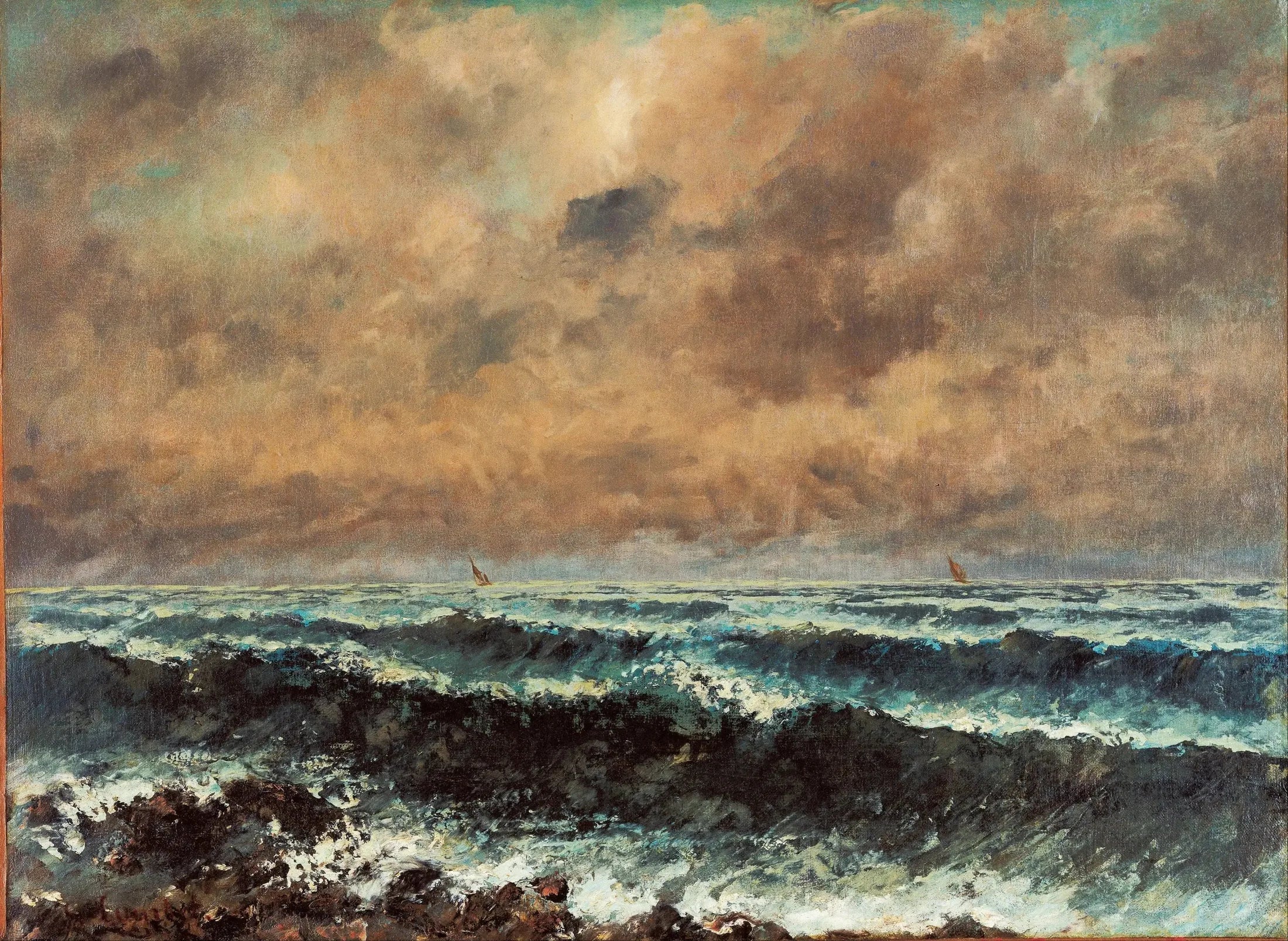 La Mer en automne - Gustave Courbet image 1 reproduction de peinture à l’huile
