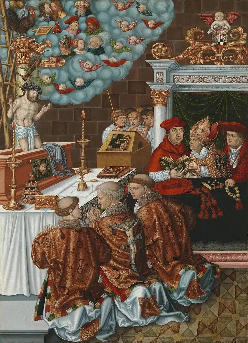 Msza świętego Grzegorza z kardynałem Albrechtem Brandenburgiem - Lucas Cranach Starszy
