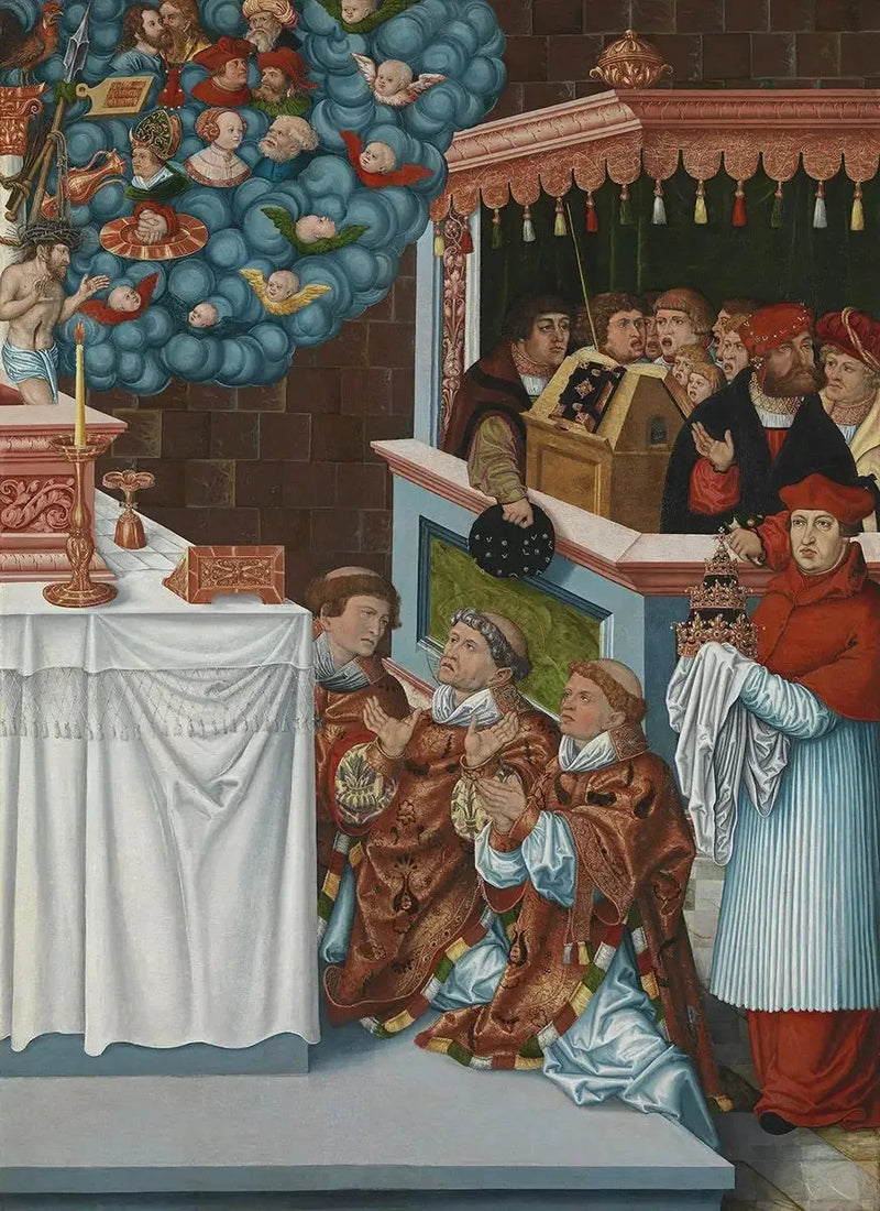 Msza świętego Grzegorza z kardynałem Albrechtem Brandenburgiem - Lucas Cranach Starszy