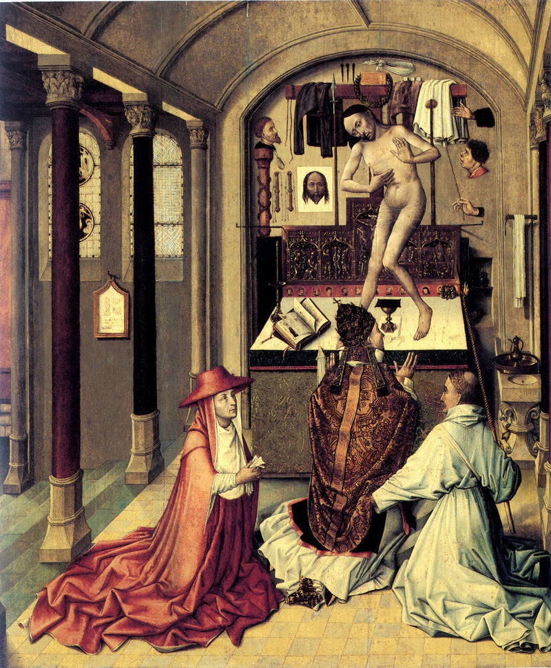 Msza świętego Grzegorza - Robert Campin