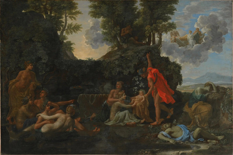 Narodziny Bachusa i śmierć Narcisa - Nicolas Poussin