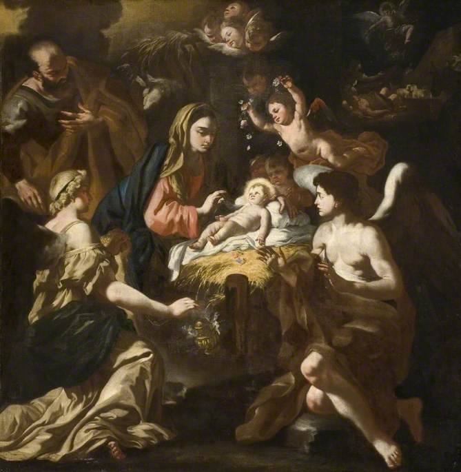 Narodzenie z aniołami adorującymi - Francesco Solimena