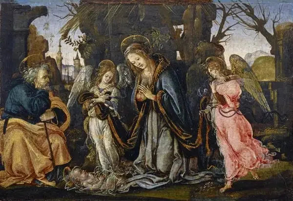 Narodzenie z dwoma aniołami - Filippino Lippi
