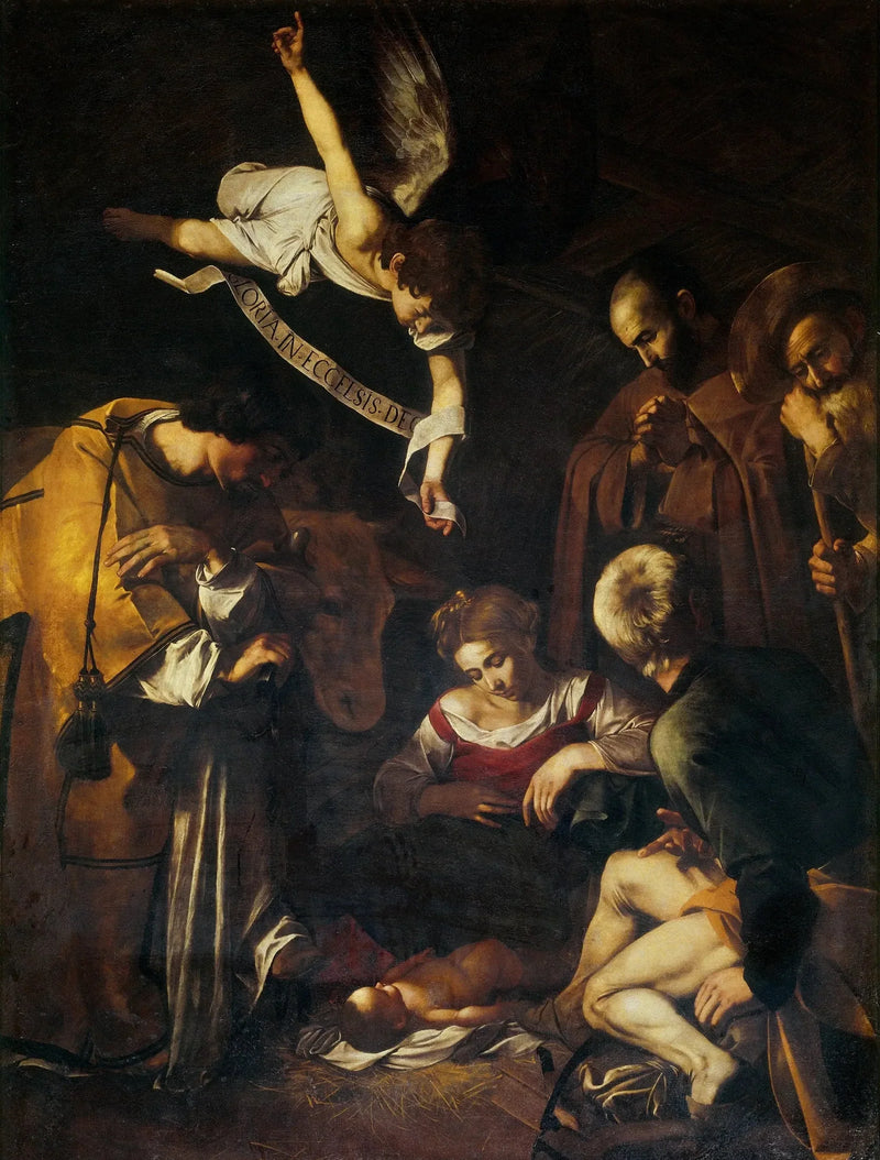 Narodzenie z świętym Franciszkiem i świętym Wawrzynkiem - Caravaggio