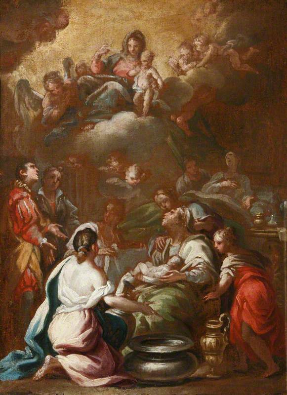 Narodzenie Najświętszej Maryi Panny z Maryją i Dzieciątkiem w chwale - Luca Giordano