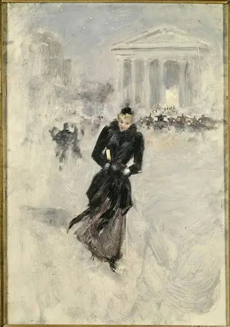 Paryżanka na Rue Royale, kobieta w boa - Jean Béraud
