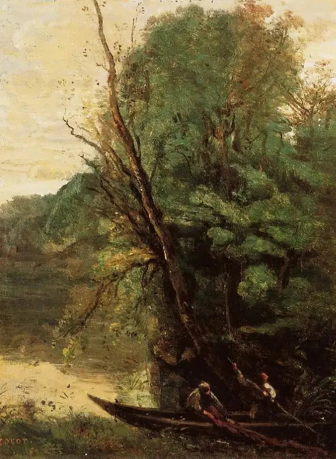 Połów na sznurkową sieć - Jean-Baptiste Camille Corot