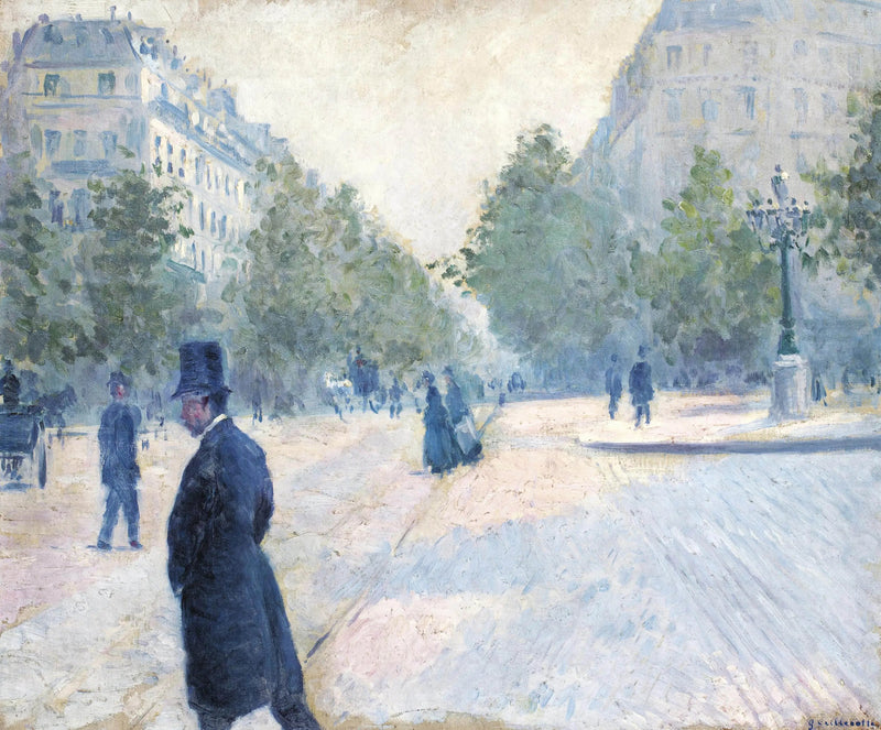 Plac Saint-Augustin, mglisty czas - Gustave Caillebotte