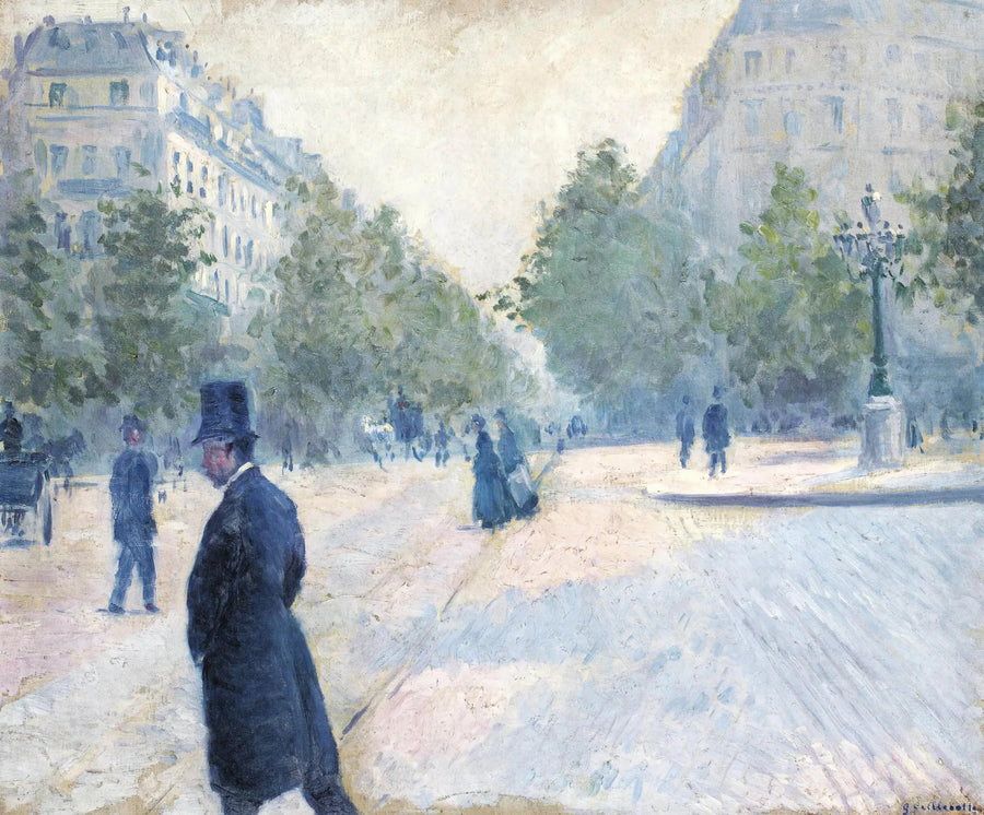 Plac Saint-Augustin, mglisty czas - Gustave Caillebotte