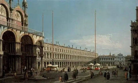 Plac św. Marka, Wenecja, widok na Procuratie Nuove i kościół San Geminiano z Campo di San Basso - Canaletto