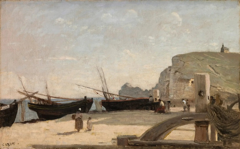 Plaża, Étretat - Jean-Baptiste Camille Corot