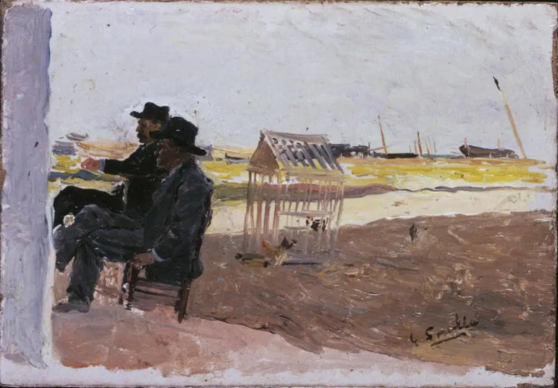 Plaża, Walencja (Dwaj Mężczyźni Siedzący) - Joaquín Sorolla