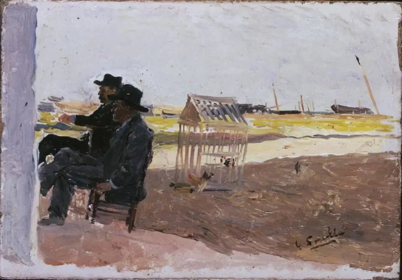 Plaża, Walencja (Dwaj Mężczyźni Siedzący) - Joaquín Sorolla