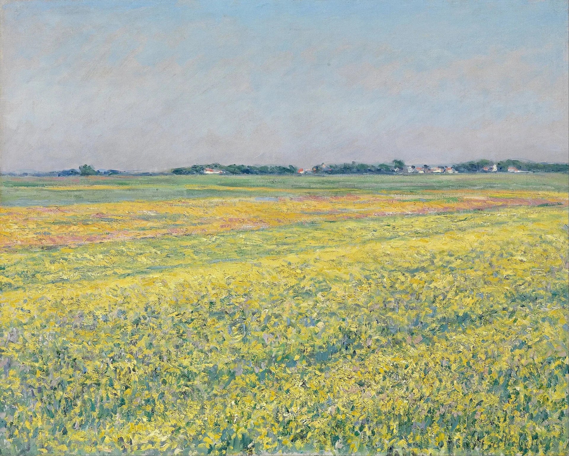 La plaine de Gennevilliers, champs jaunes - Gustave Caillebotte image 1 copie de tableau peinte à la main