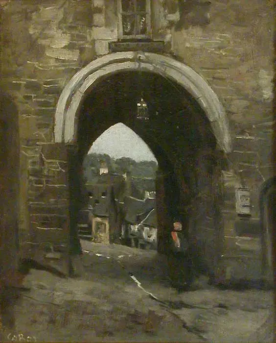 La Porte du Jerzual à Dinan - Jean-Baptiste Camille Corot image 1 reproduction artisanale de tableau