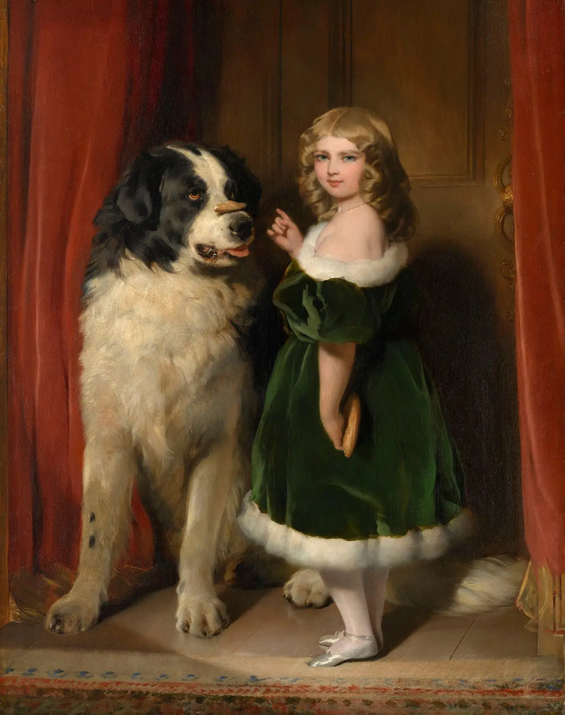 Księżniczka Mary z Cambridge z Nelsonem, psem terierem Newfoundland - Edwin Henry Landseer