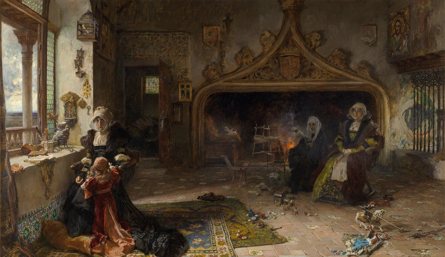 La reine doña Juana la Loca, retrouvée à Tordesillas avec sa fille, l'infante doña Catalina - Francisco Pradilla y Ortiz
