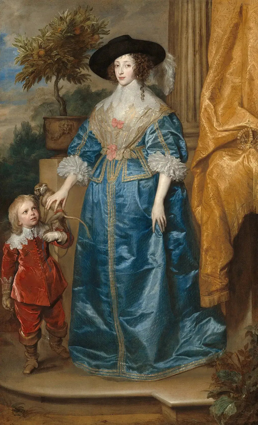 Królowa Henrietta Maria i jej syn, Sir Jeffrey Hudson - Antoine van Dyck