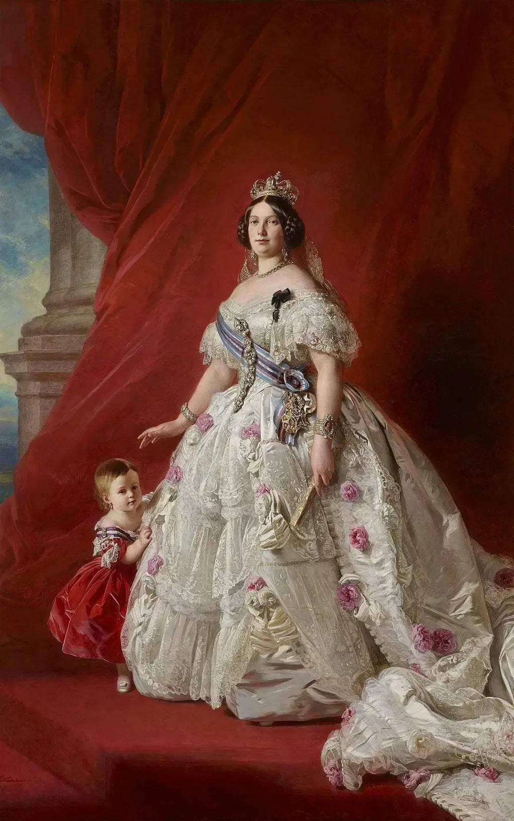 La reine Isabelle II avec la princesse des Asturies - Franz Xaver Winterhalter image 1 reproduction d’œuvre d’art à l’huile