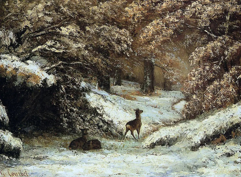 Oddanie jeleni zimą - Gustave Courbet
