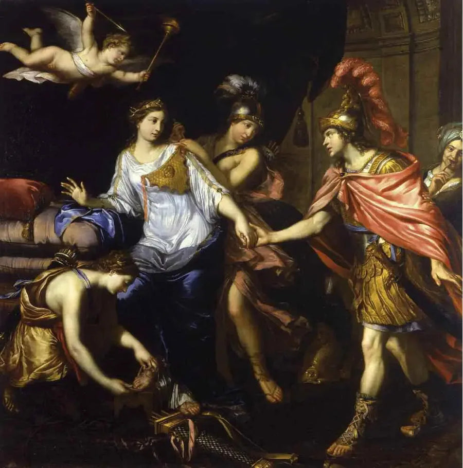 Spotkanie Aleksandra z królową Amazonek - Pierre Mignard