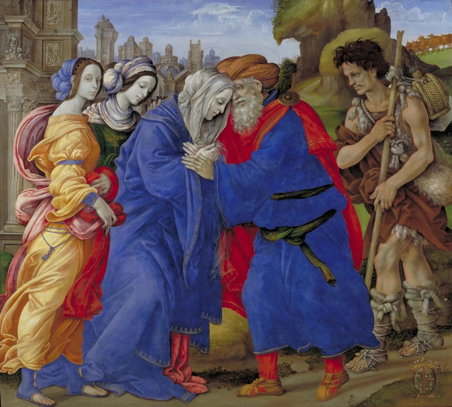 La Rencontre d'Anne et Joachim à la Porte Dorée - Filippino Lippi image 1 copie de tableau peinte à la main
