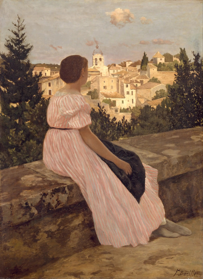 Różowa sukienka - Frédéric Bazille