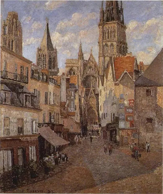 Ulica Spożywcza w Rouen, późne popołudnie - Camille Pissarro