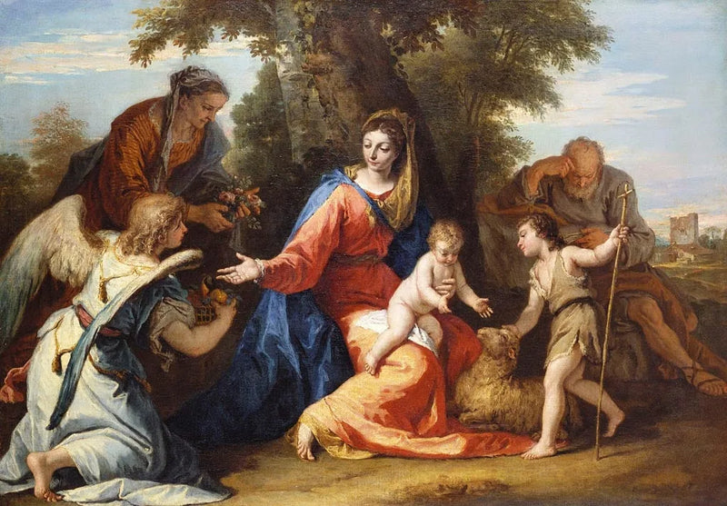 Święta Rodzina z świętą Elżbietą, świętym Janem Chrzcicielem i aniołem - Sebastiano Ricci