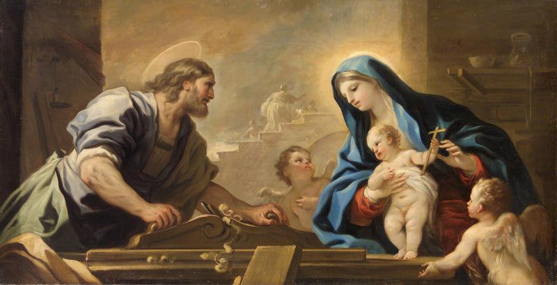 Święta Rodzina z Józefem przy stolarni - Luca Giordano