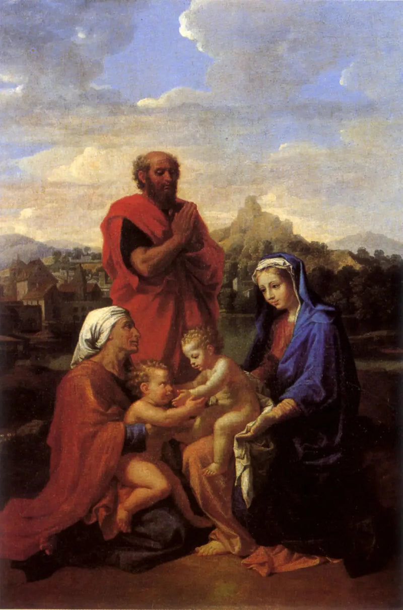 Święta Rodzina z świętym Janem, świętą Elżbietą i świętym Józefem modlącymi się - Nicolas Poussin