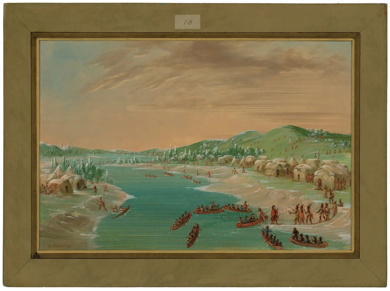 Salle i jej orszak docierają do wioski Illinois. 1 stycznia 1680 - George Catlin