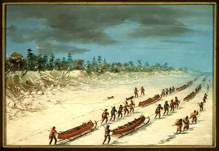 Sala przechodząca przez jezioro Michigan po lodzie. 8 grudnia 1681 - George Catlin