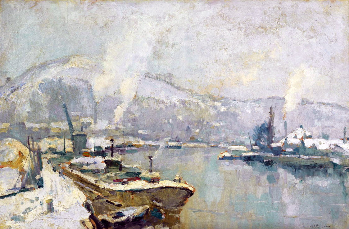 La Seine et la Côte Sainte Catherine à Rouen en hiver - Robert Antoine Pinchon - Alpha Reproduction