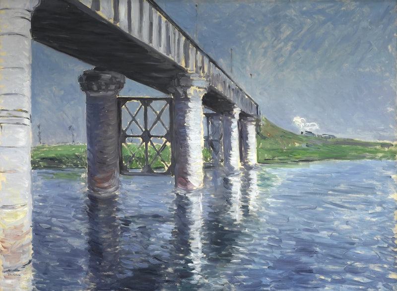 Sekwana i most kolejowy w Argenteuil - Gustave Caillebotte