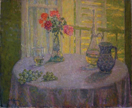 Stół z bukietem goździków, Wersal - Henri Le Sidaner