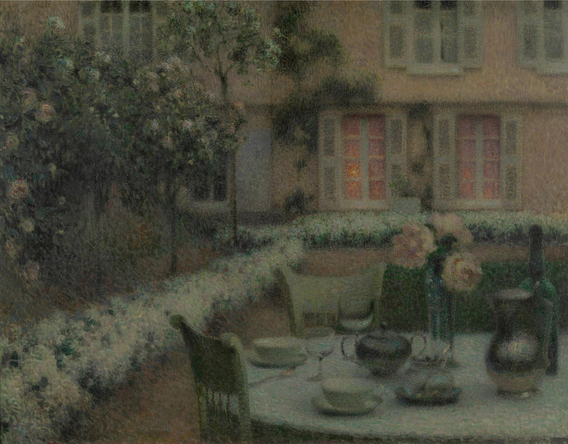 Stół w białym ogrodzie w Gerberoy - Henri Le Sidaner