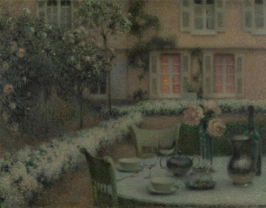 Stół w białym ogrodzie w Gerberoy - Henri Le Sidaner