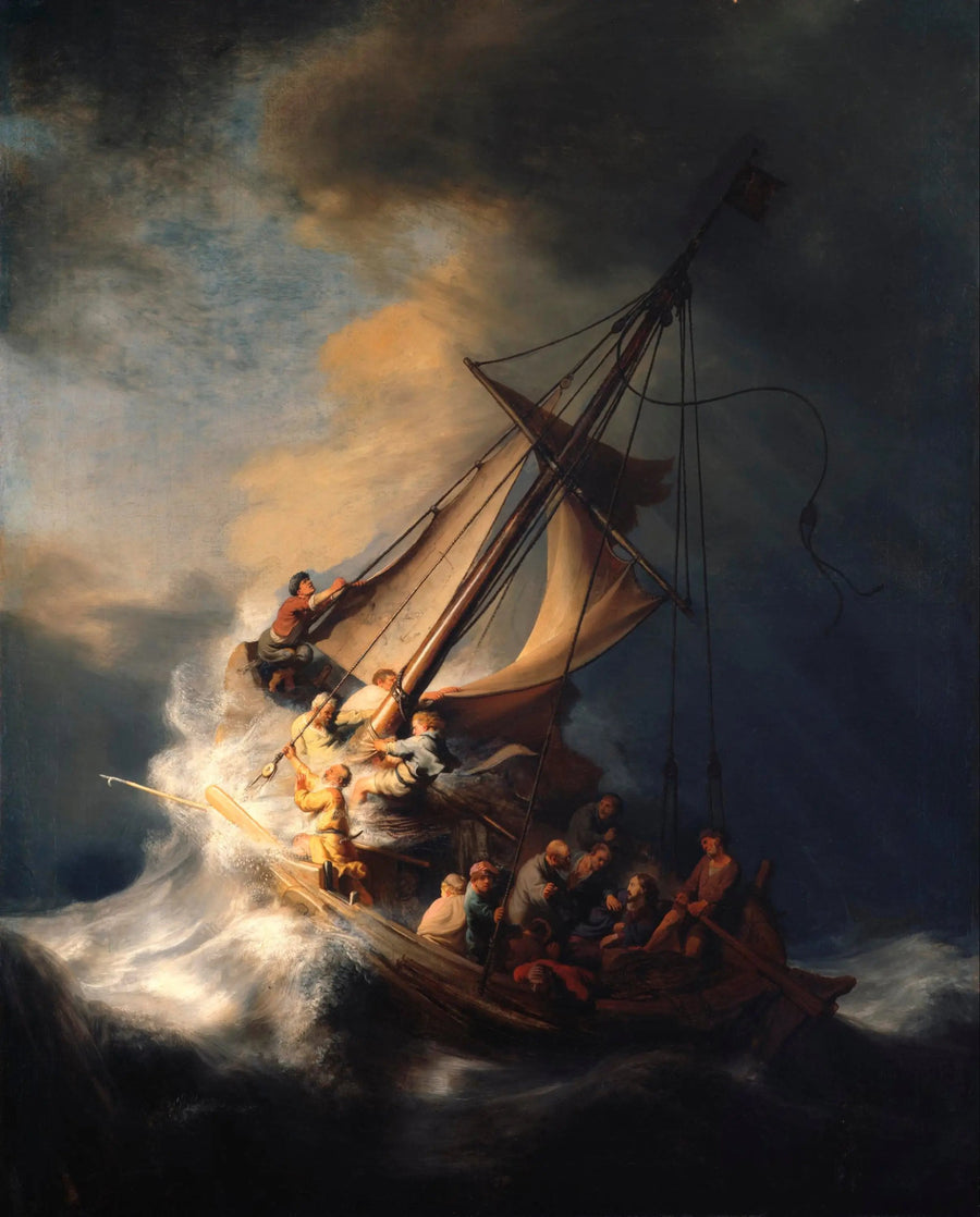 Burza na morzu galilejskim - Rembrandt