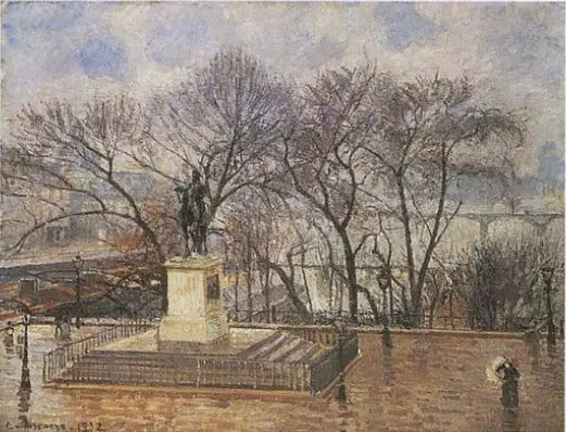 Wysoka taras na Pont-Neuf, plac Henri IV: w porannej deszczu - Camille Pissarro