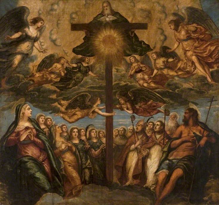 Uczczona Trójca Święta przez świętych i anioły - Jacopo Tintoretto