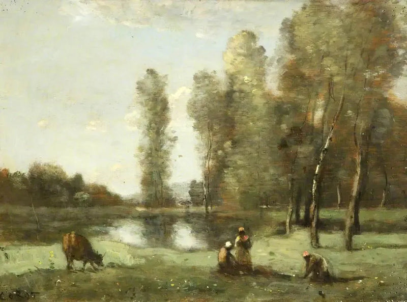 Krowa przy wodopoju - Jean-Baptiste Camille Corot