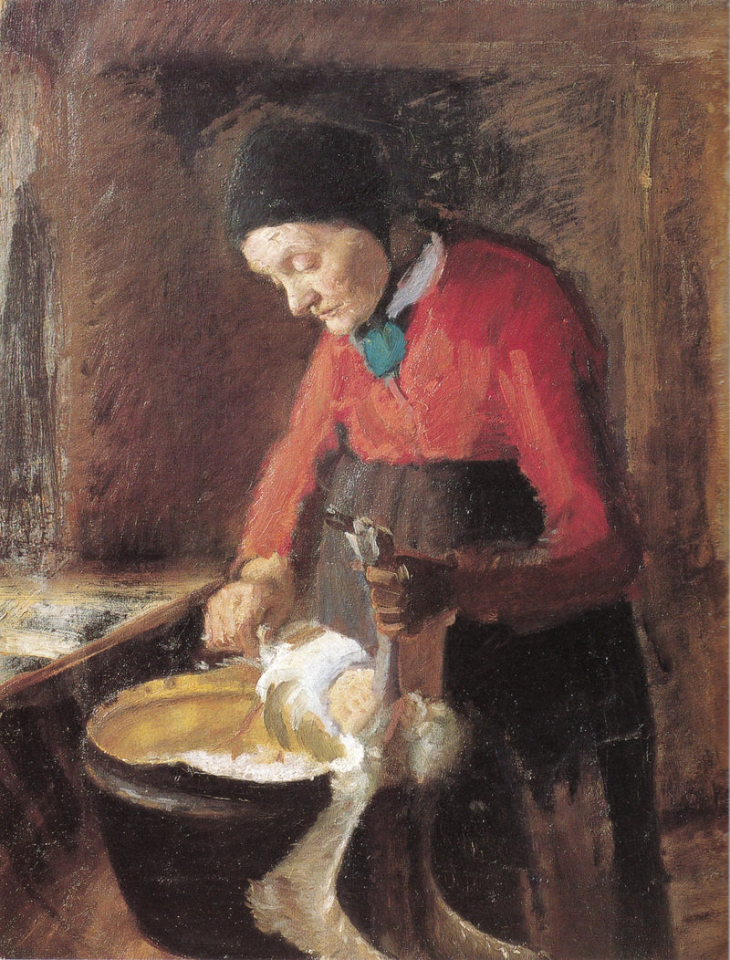 Stara Lene drapie gęś - Anna Ancher