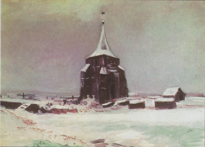 Stara wieża cmentarza w Nuenen pod śniegiem - Vincent van Gogh