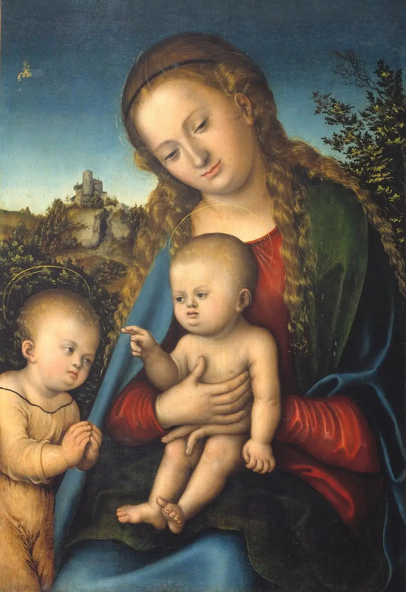 Matka Boska z Dzieciątkiem adorowana przez świętego Jana dziecięcego - Lucas Cranach Starszy