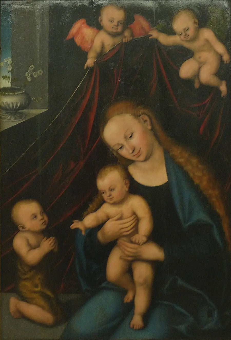 Matka Boska z Dzieciątkiem adorowana przez świętego Jana dziecięcego - Lucas Cranach Starszy