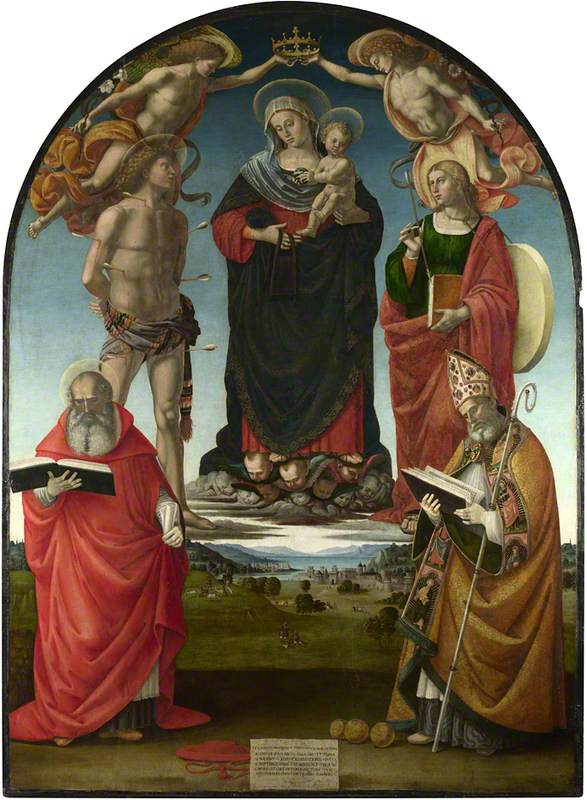 La Vierge à l'Enfant avec des saints - Luca Signorelli image 1 reproduction d’œuvre d’art à l’huile