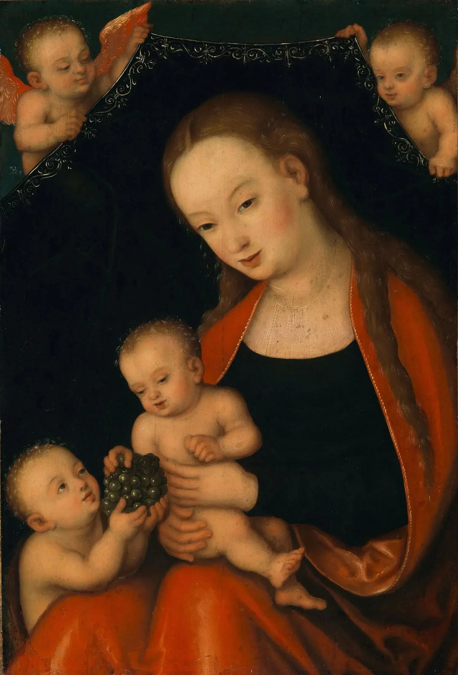 Matka Boska z Dzieciątkiem, Małym Janem Chrzcicielem i aniołami - Lucas Cranach Starszy