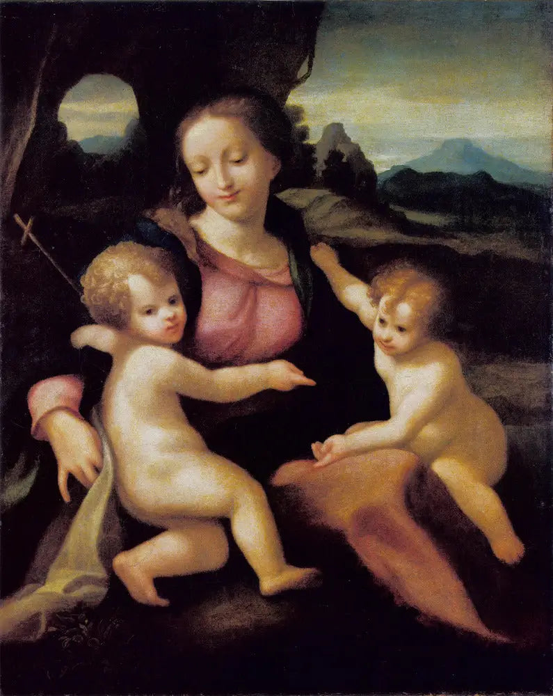Matka Boska z Dzieciątkiem i małym świętym Janem - Antonio da Correggio