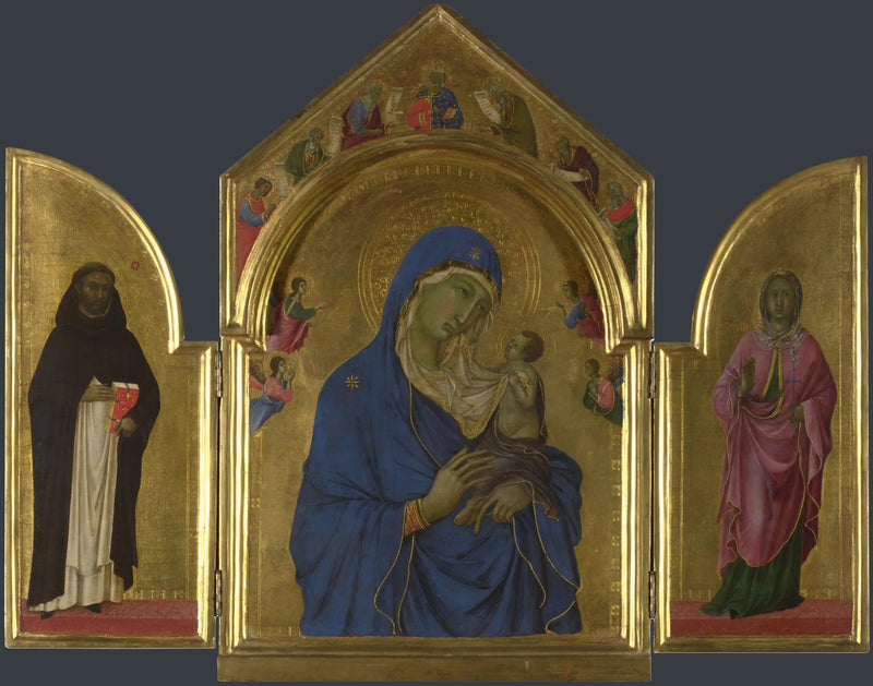 Matka Boska z Dzieciątkiem z świętymi Dominikiem i Aurą - Duccio di Buoninsegna